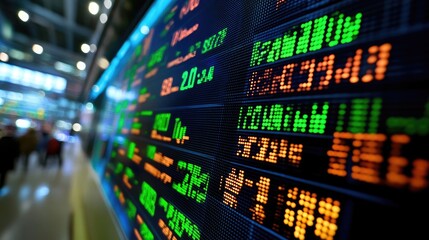 Fototapeta premium Digital screen with financial chart and graphs, symbolizing investments and stocks.