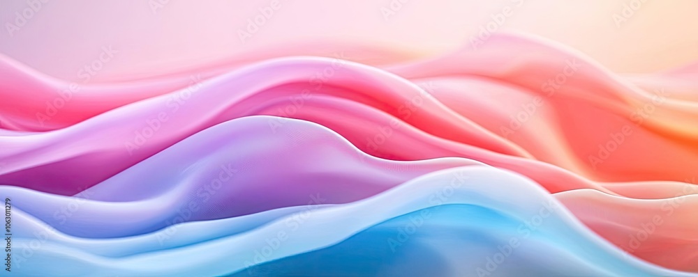 Poster colorful wave pattern, soft and flowing on a gradient backdrop.