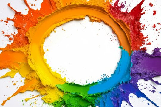 Colorful paint splashes on white background
