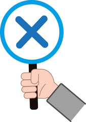 엑스 싸인을 들고 있는 손 팻말