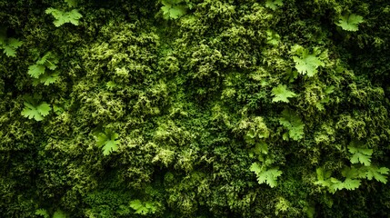Obraz premium Lush Green Moss and Fern Covering a Wall