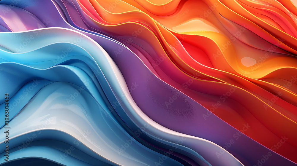 Poster abstract colorful curved shapes background. a colorful rainbow spiral 3d rendering in the style of n