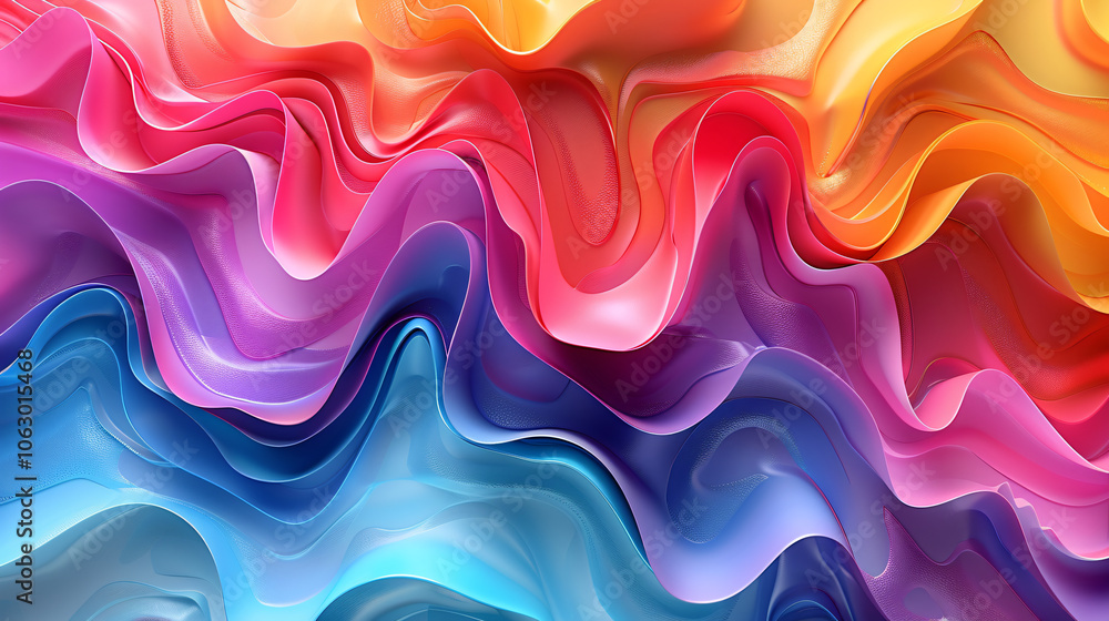 Poster abstract colorful curved shapes background. a colorful rainbow spiral 3d rendering in the style of n