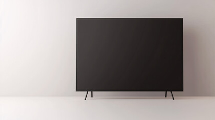 A clean, front-facing view of a jumbotron on an empty background, with a smooth, black screen and thin, metallic frame. The design is simple yet impactful, with the large display area dominating the