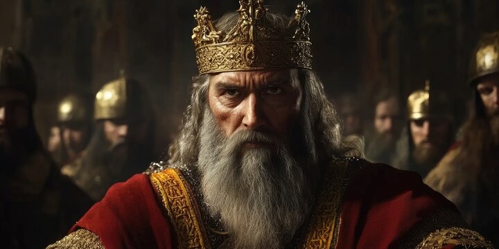 Charlemagne, the Frankish king, is depicted wearing regal clothing, showcasing his royal stature and authority throughout his reign as a powerful historical figure.