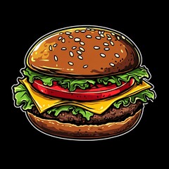 Delicious Burger with Cheese  Tomato and Lettuce