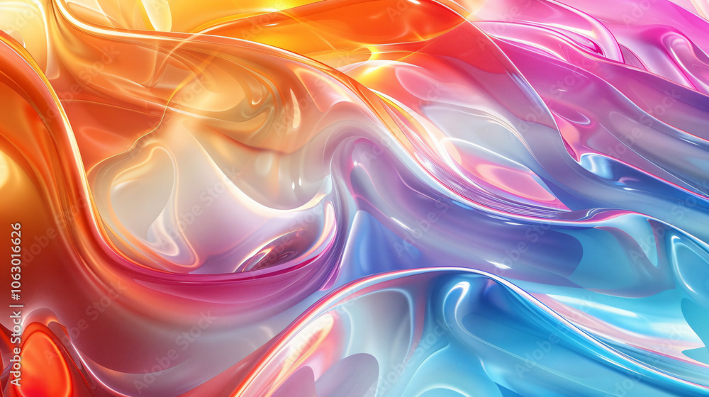 Poster abstract colorful curved shapes background. a colorful rainbow spiral 3d rendering in the style of n