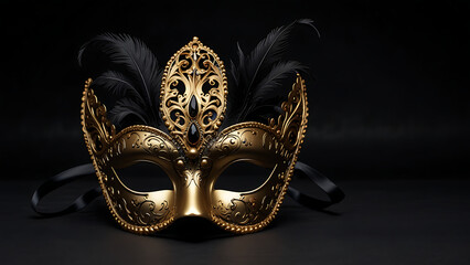 Elegant Venetian masquerade mask on black background 