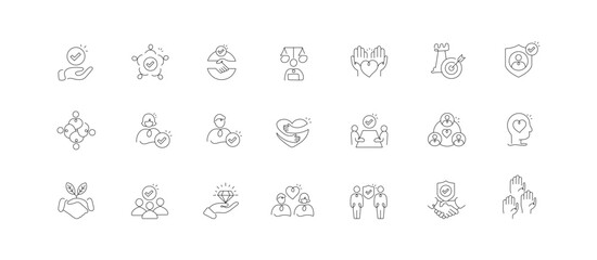 Trust and Reliability Icons Set | Line Style Vector Illustration for Business Integrity, Confidence, and Credibility