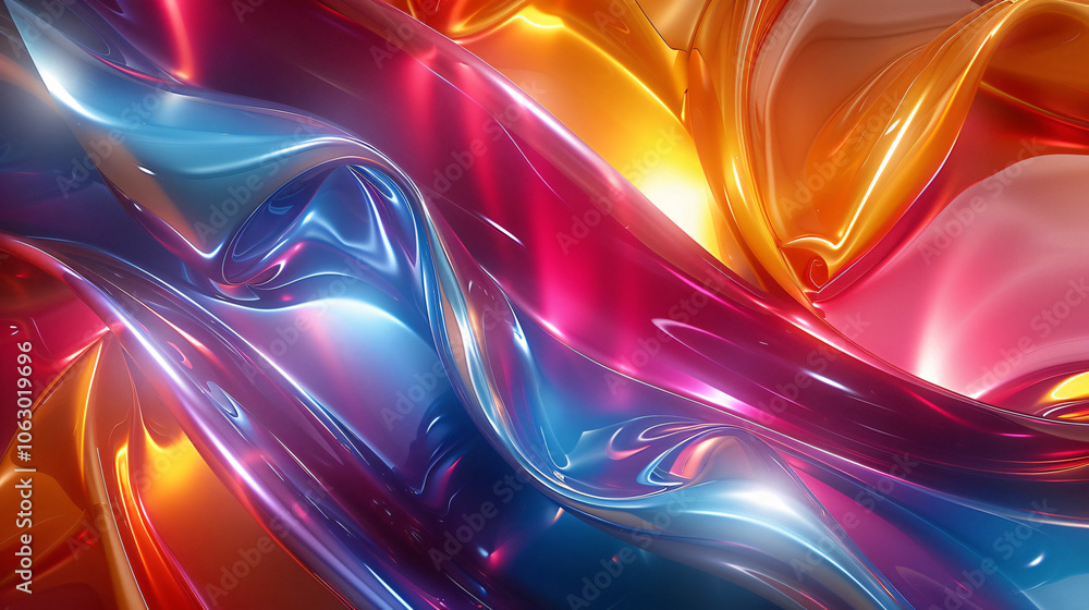 Poster abstract colorful curved shapes background. a colorful rainbow spiral 3d rendering in the style of n