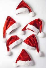 Santa Claus Hat on White Background. Christmas and New Year Red Hat
