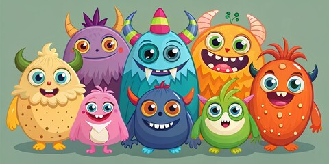 Fototapeta premium Quirky, cosmic creatures for a spooky good time.