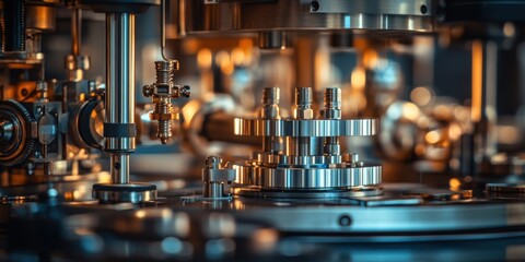 Close-up of industrial machinery with metal parts.