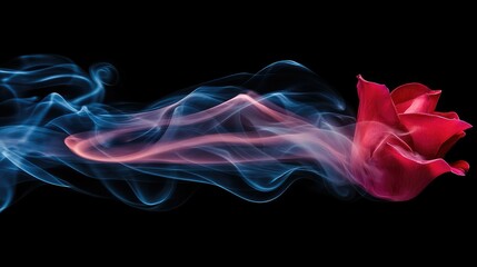 Elegant Rose with Colorful Smoke Trails