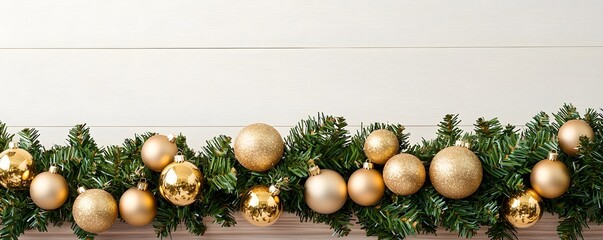 Obraz premium Gold Christmas Ornaments Garland