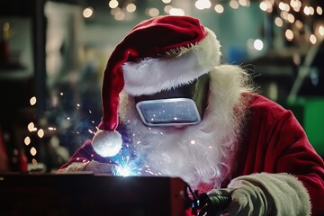 Santa Claus in a Welder's Mask