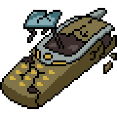Fototapeta premium pixel art of broken old phone