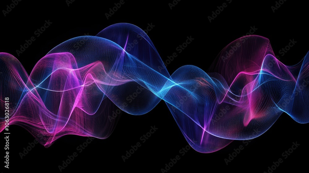 Poster colorful abstract wave patterns on dark background