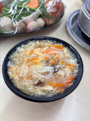 Vietnamese crab soup. Sup Cua Delicious crab soup. authentic Vietnamese street food.