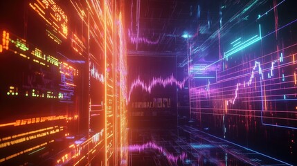 Abstract Digital Background with Colorful Data Visualization