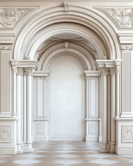 Fototapeta premium Intricate grand archway in a majestic European palace, showcasing exquisite architectural details and elegance.