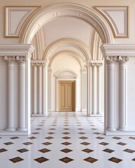 Fototapeta premium Intricate grand archway in a majestic European palace, showcasing exquisite architectural details and elegance.