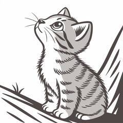 Charcoal kitten - a gift idea: a unique illustration for pet lovers.
