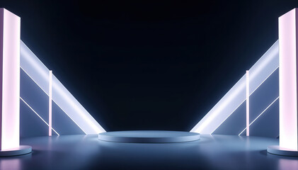 Obraz premium empty modern stage with spotlights luxury event presentation backdrop