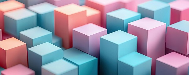 Obraz premium Colorful stacked cubes in pastel shades, creating a vibrant pattern.