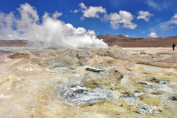  Geyser field Sol de Manana, Altiplano, Bolivia, South America.