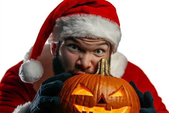 Santa exploring whimsical pumpkin shenanigans