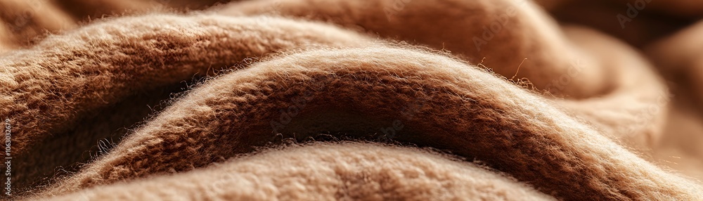 Poster close-up of fuzzy brown fabric texture with curving lines