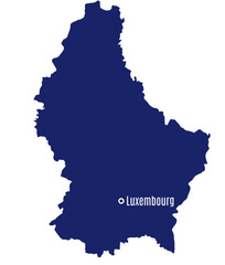 silhouette map of luxembourg with country capital