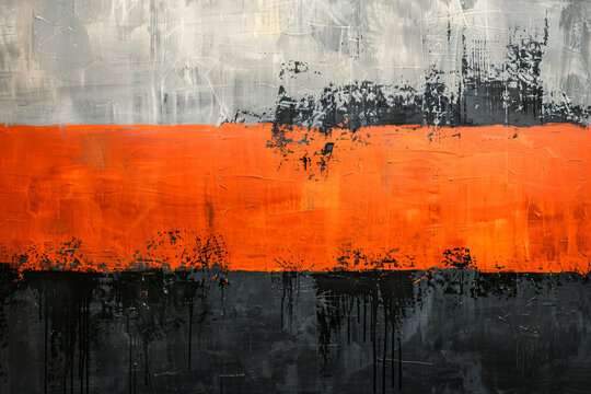 Abstract background, gray and orange color, black line, grainy texture, minimalism, top view, painted by Mark Rothko