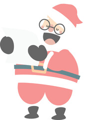 merry christmas and happy new year with cute singing santa claus, flat png transparent element cartoon character design