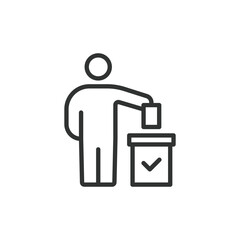 Voter turnout, icon in line design. Voter, turnout, participation, election, democracy, voting, civic on white background vector. Voter turnout editable stroke icon