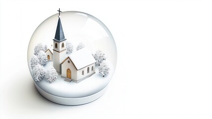 Church Snow Globe Christmas Decoration Winter Wonderland