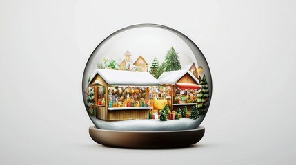 Christmas Snow Globe with Winter Village Scene