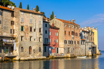 Rovinj, Croatia old town, houses in water