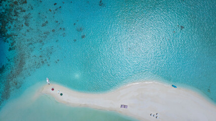 The tropical Summer with Sand bank  while relaxing on vacation as white sand beach  in the lagoon background