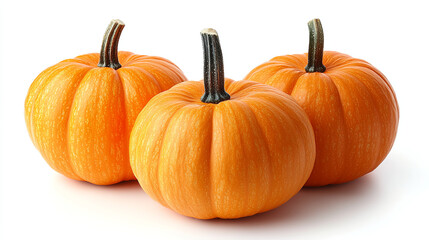 Fototapeta premium Large orange pumpkins on a white background close-up