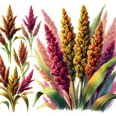 Fototapeta premium Vibrant Sorghum Plants in Full Bloom