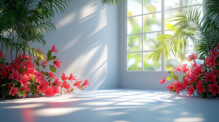 Cozy Room with White Walls and Natural Light for Displaying Products