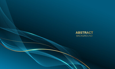 Abstract blue gold light luxury wave curve with blank space for text place design modern creative background vector
