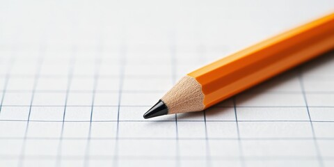 Orange pencil on grid paper, creating a dynamic and creative atmosphere.