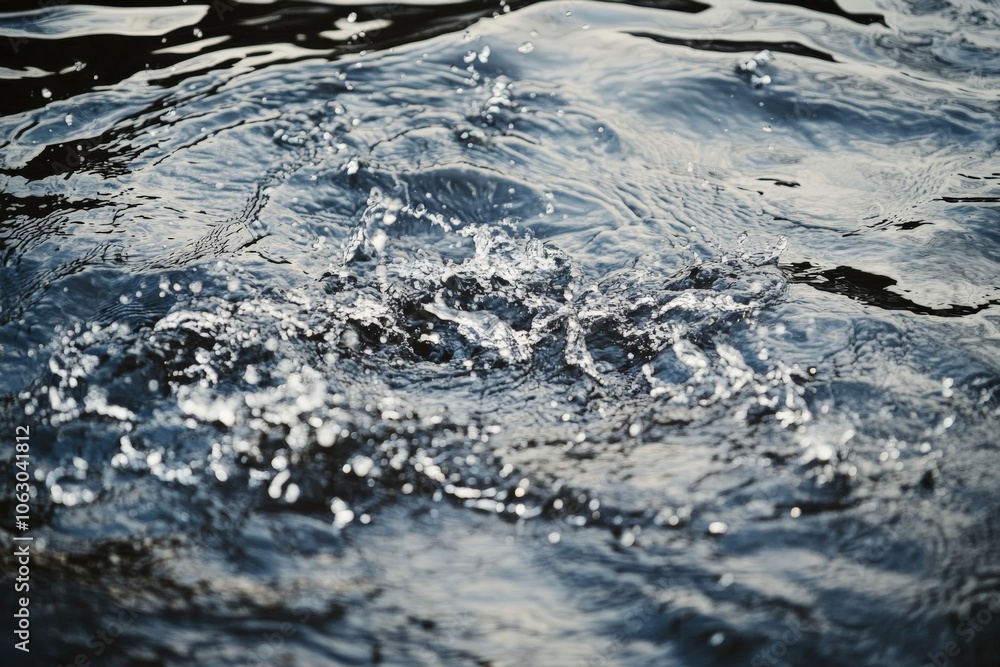 Aufkleber A close-up view of water with ripples and splashes, capturing the movement and fluidity, with light reflecting off the surface creating a dynamic pattern.