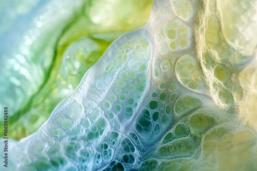 Poster A close-up view of an ethereal mesh, this image displays vibrant green and blue patterns, evoking feelings of tranquility and connection with nature.