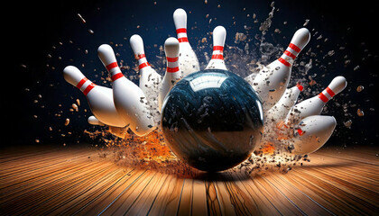 Power Strike - A bowling ball shatters all pins from the first attempt