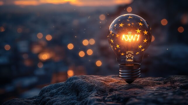Light bulb with uni eropa flag idea, global impact of ideas on growth