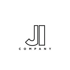 Letter J and I, JI logo design template. Minimal monogram initial based logotype.